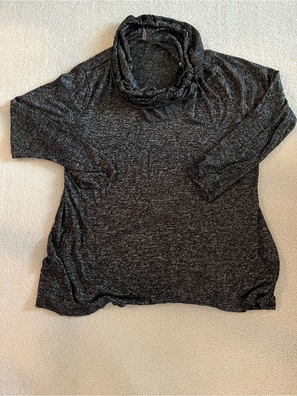 Edista Charcoal Heathered Cowl Neck Sweater, 4X